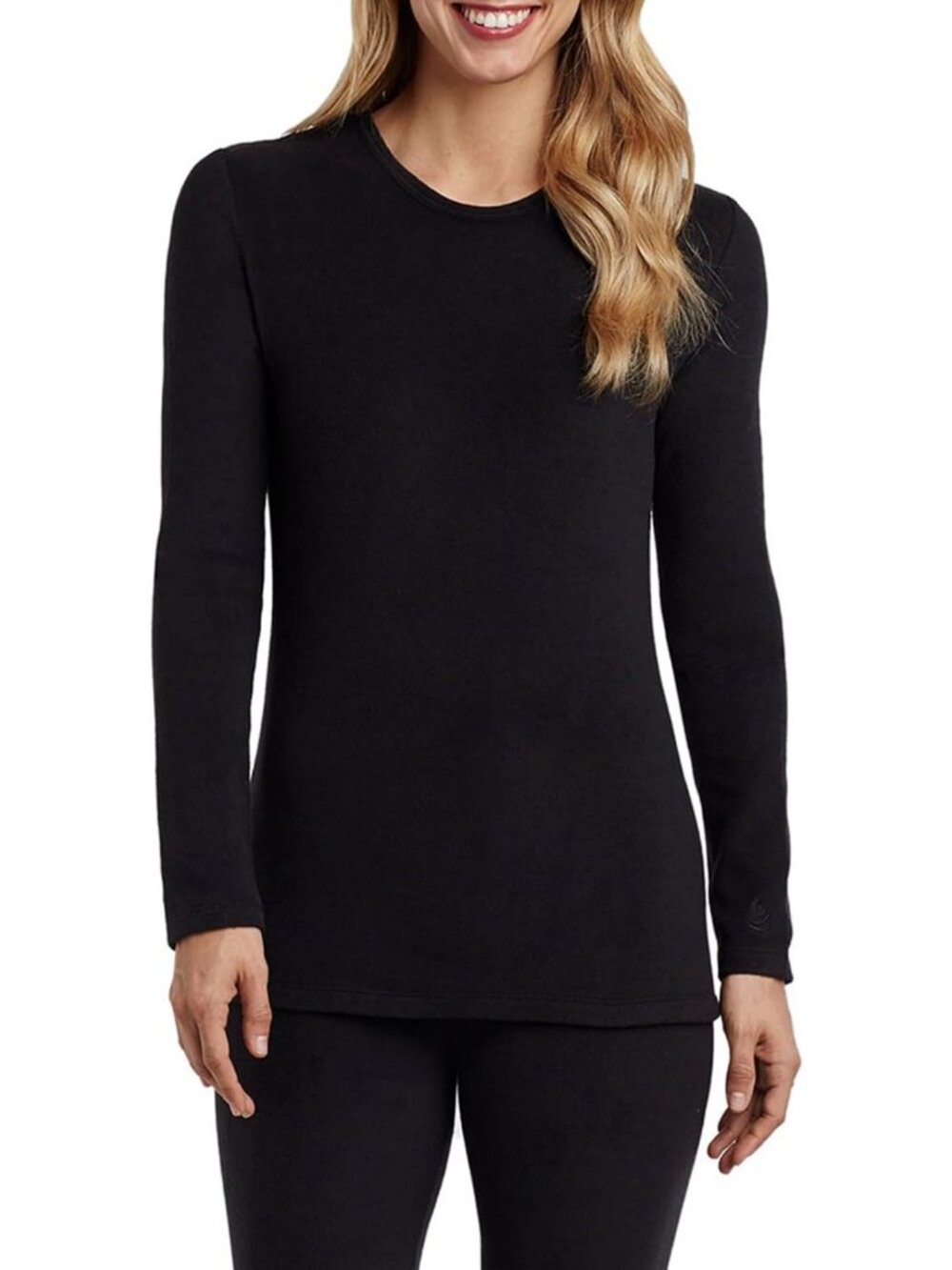 Cozy Women's Fleece Crew Neck Top with Stretch - Perfect for Layering & Comfort